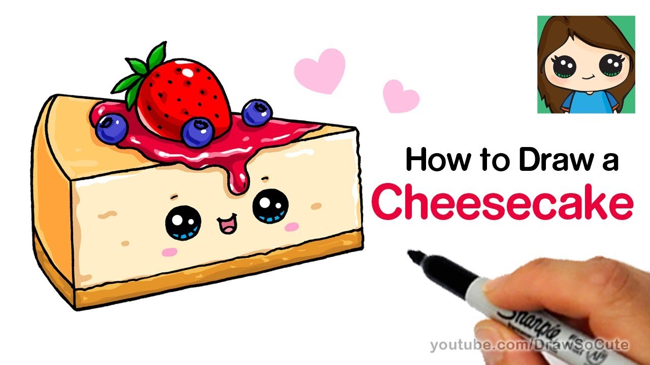 1280x720 how to draw a cheesecake slice easy and cute - Cheesecake Drawing