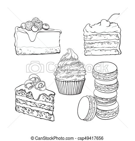 450x470 set of desserts - Cheesecake Drawing