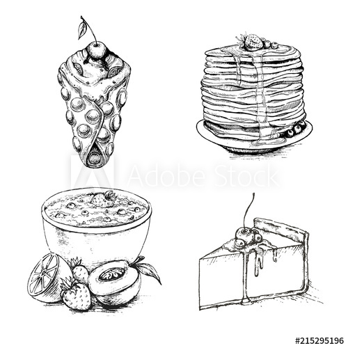 500x500 sketch of dessert collection doodle pencil illustration of cake - Cheesecake Drawing