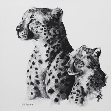 375x375 Cheetah Mother Cub Drawing - Cheetah Cub Drawing