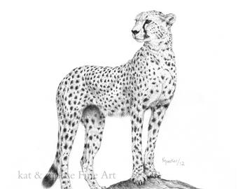 340x270 Cheetah Drawing Etsy - Cheetah Drawing