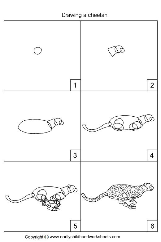 520x780 Drawing Worksheet For Kids - Cheetah Drawing For Kids