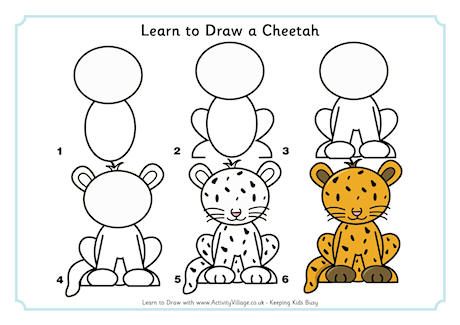 460x325 Learn To Draw A Cheetah How To Draw Animals For Kids Drawings - Cheetah Drawing For Kids