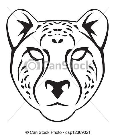 405x470 Vector Illustration Of Cheetah Face - Cheetah Face Drawing