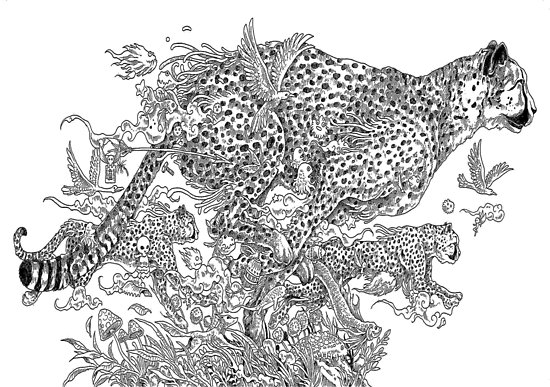 550x387 Line Drawing Art Poster Cheetah Posters - Cheetah Line Drawing