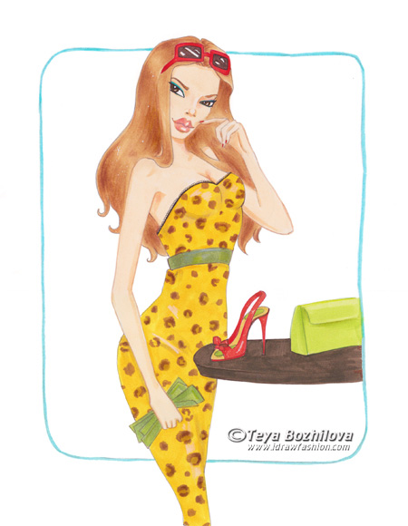 450x580 How To Draw Leopard Print I Draw Fashion - Cheetah Print Drawing