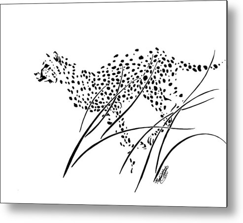 493x452 Cheetah Running Through Long Grass Metal Print - Cheetah Running Drawing