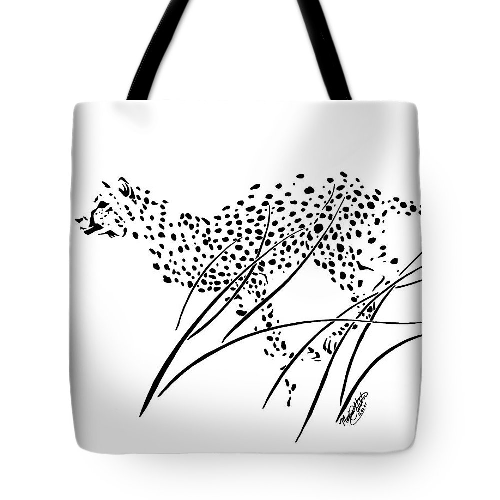 1000x1000 Cheetah Running Through Long Grass Tote Bag For Sale - Cheetah Running Drawing