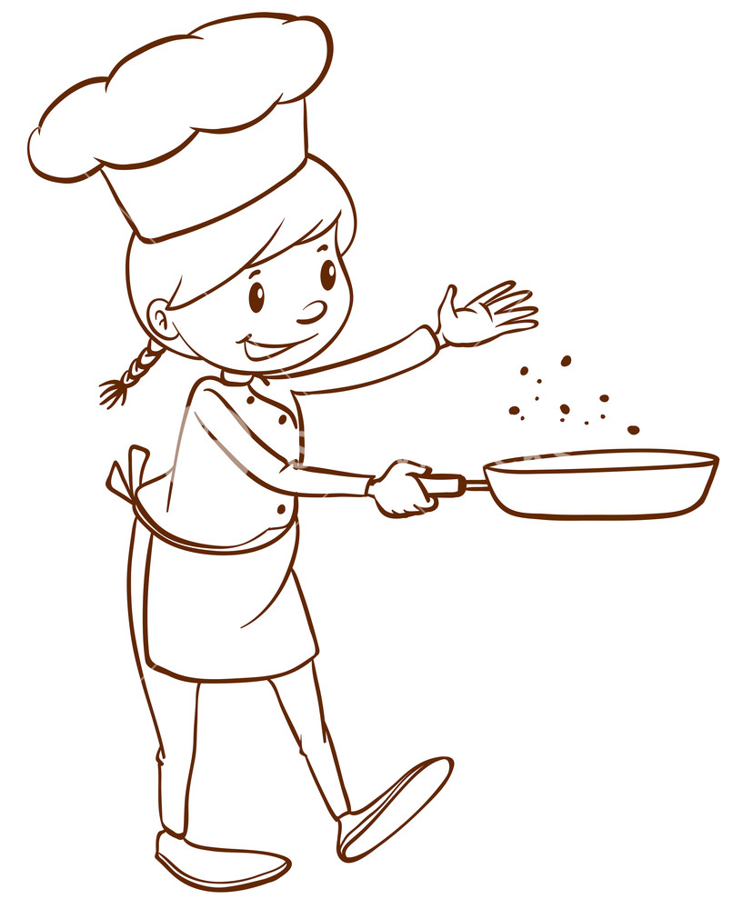 Раскраска повар девочка для детей