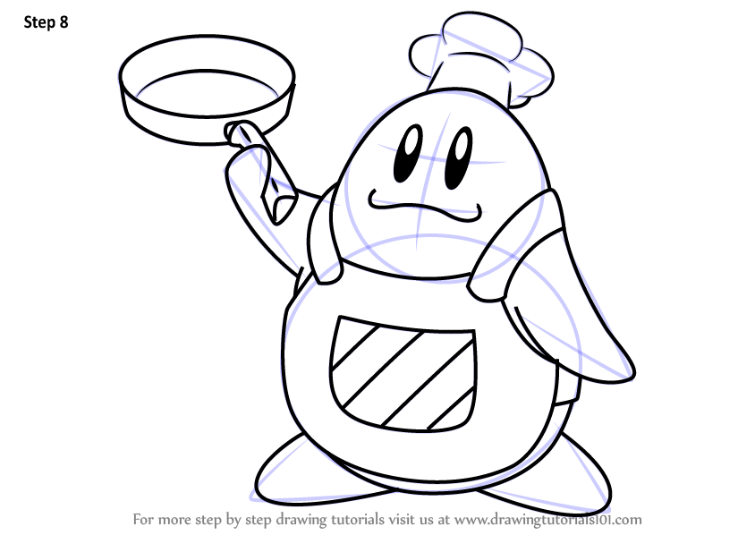 844x598 learn how to draw chef kawasaki from kirby - Chef Drawing