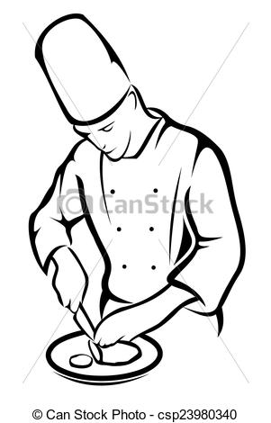 301x470 vector illustration chef cooking on a white background - Chef Drawing
