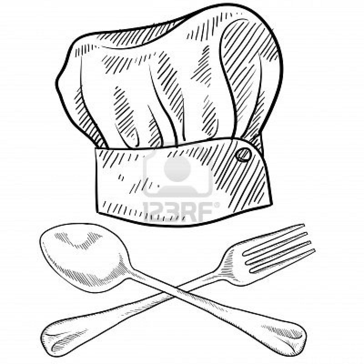 1200x1200 doodle style chef hat with fork and spoon creativity drawings - Chef Hat Drawing