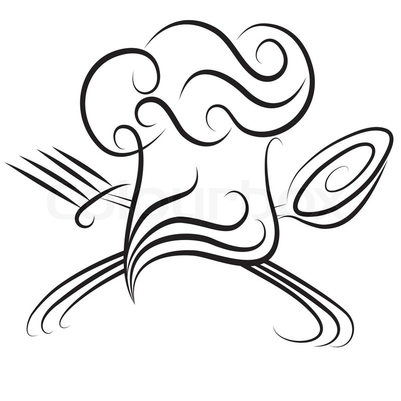 800x800 ornate chef hat with spoon and fork stock vector colourbox - Chef Hat Drawing
