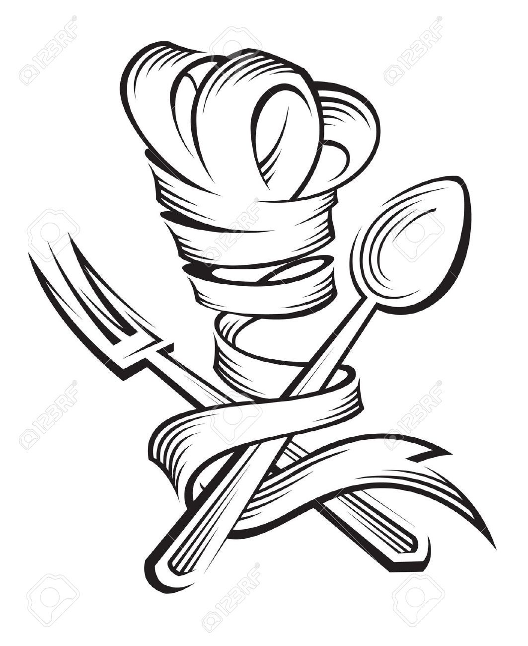 1063x1300 chef hat ribbon drawing - Chef Hat Drawing