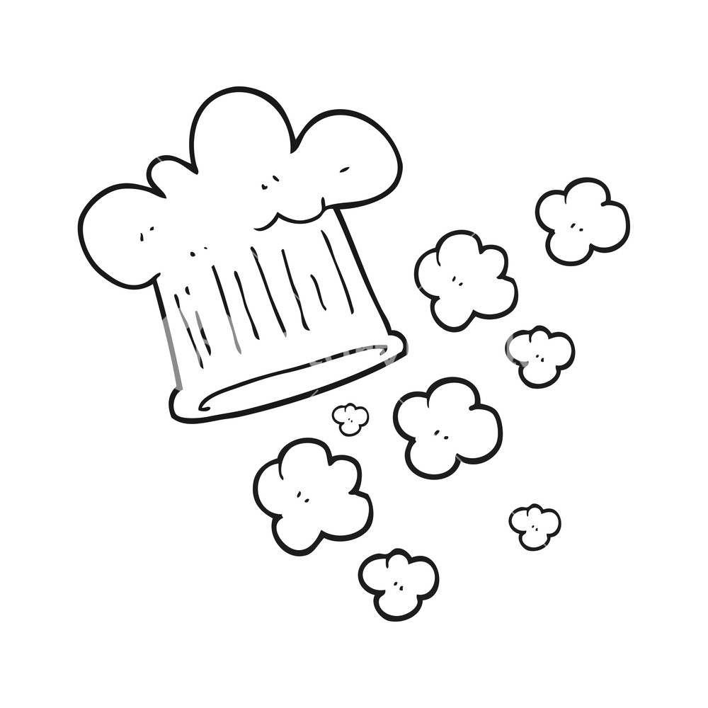 1000x1000 freehand drawn black and white cartoon chef hat royalty free stock - Chef Hat Drawing