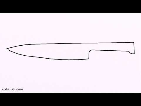 480x360 K How To Draw Knife For Kids Step - Chef Knife Drawing