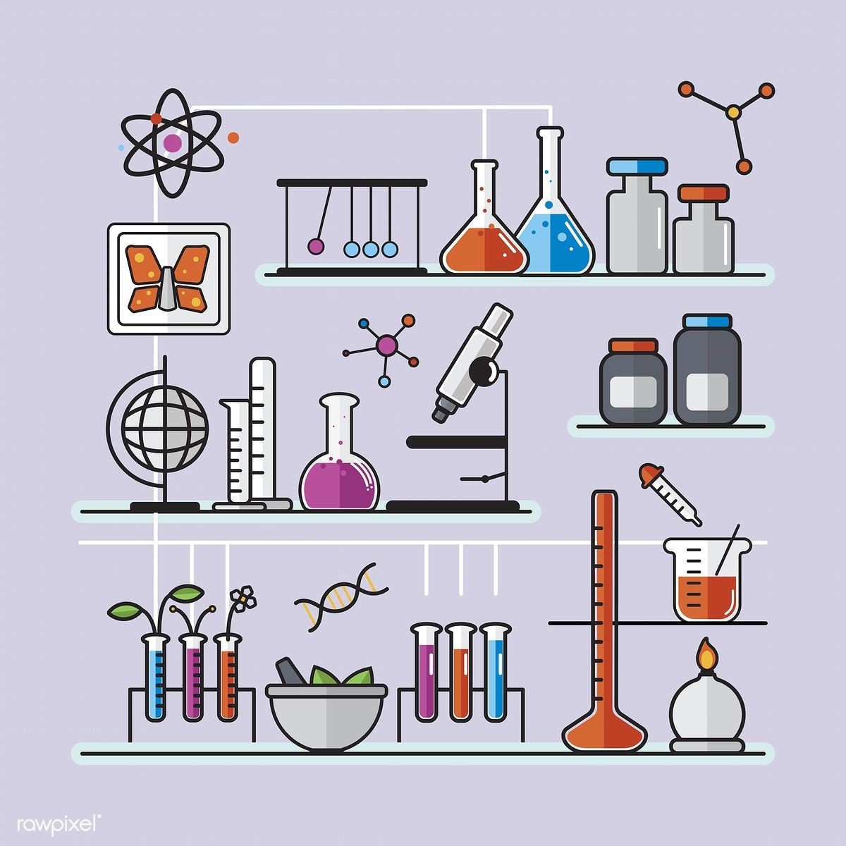 1200x1200 Illustration Of Chemistry Laboratory Instruments Set Free Image - Chemical Drawing Free