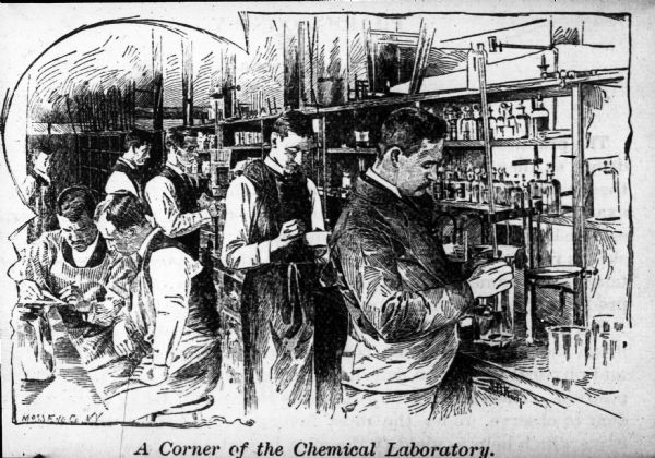 600x420 Chemistry Lab Drawing Drawing Wisconsin Historical Society - Chemistry Lab Drawing