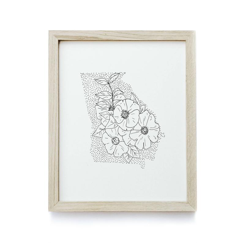 794x794 georgia cherokee rose state flower drawing giclee etsy - Cherokee Rose Drawing