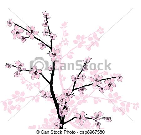 450x431 branch of beautiful cherry blossom branch of beautiful seasonal - Cherry Blossom Branch Drawing