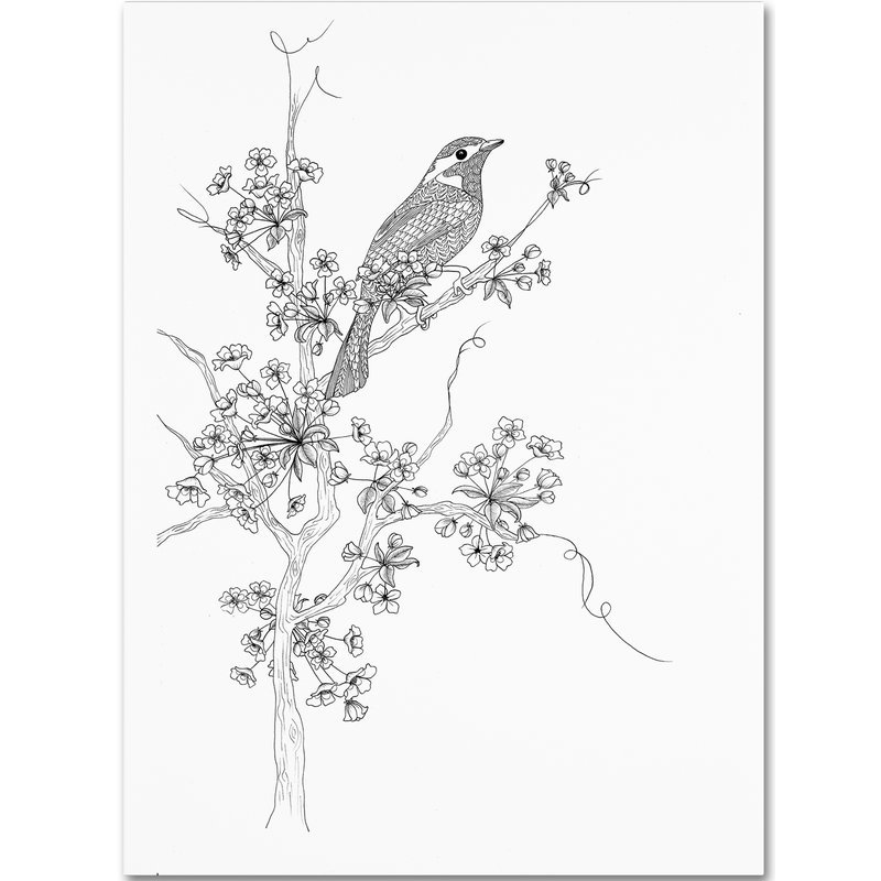 800x800 Trademark Art 'cherry Blossom' Drawing Print On Wrapped Canvas - Cherry Blossom Drawing