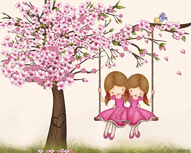 625x500 cherry blossom twin sisters room wall art kids bedroom - Cherry Blossom Drawing