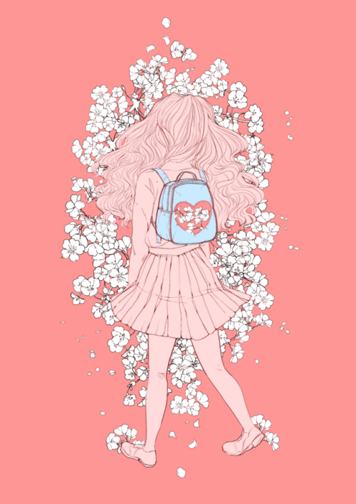 500x707  - Cherry Blossom Drawing Tumblr