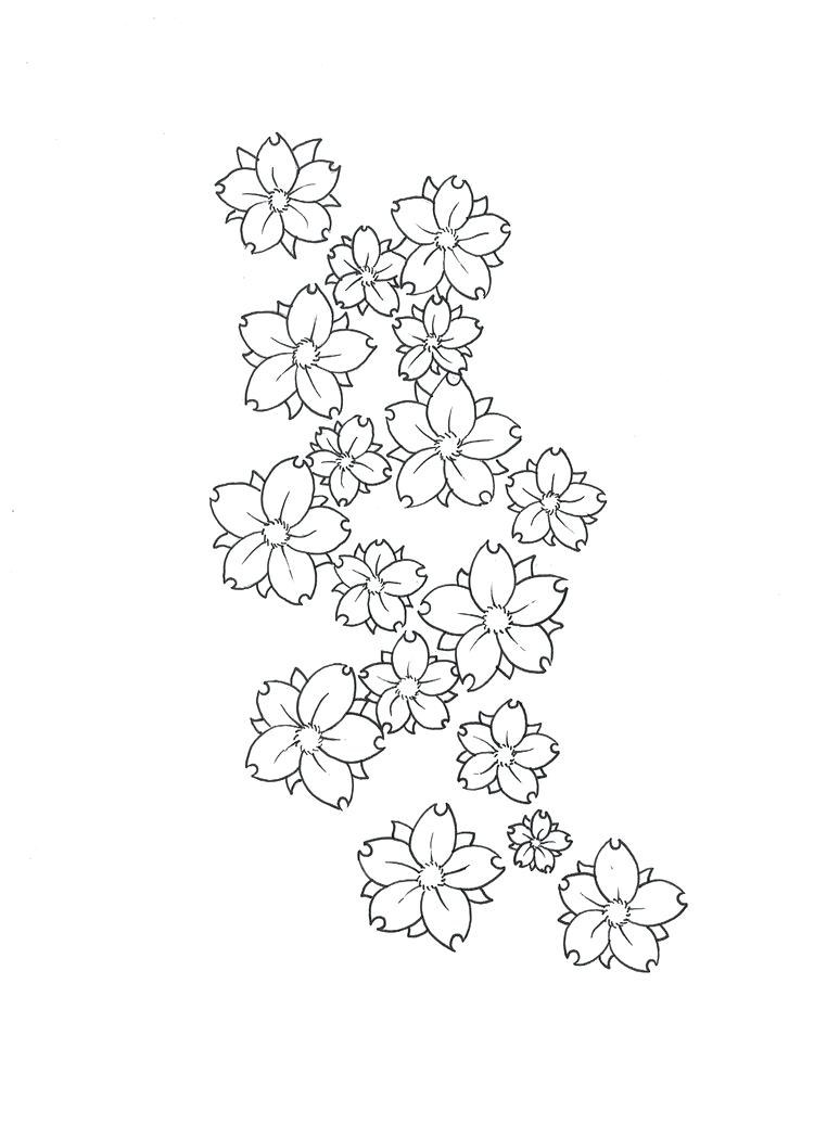762x1048 Cherry Blossom Tree Line Art - Cherry Blossom Line Drawing