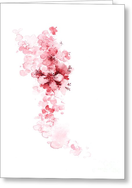 455x646 Cherry Blossom Art Print Watercolor Painting Painting - Cherry Blossom Line Drawing