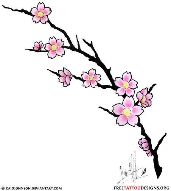 574x644 Cherry Blossom Tattoo Designs - Cherry Blossom Tattoo Drawing