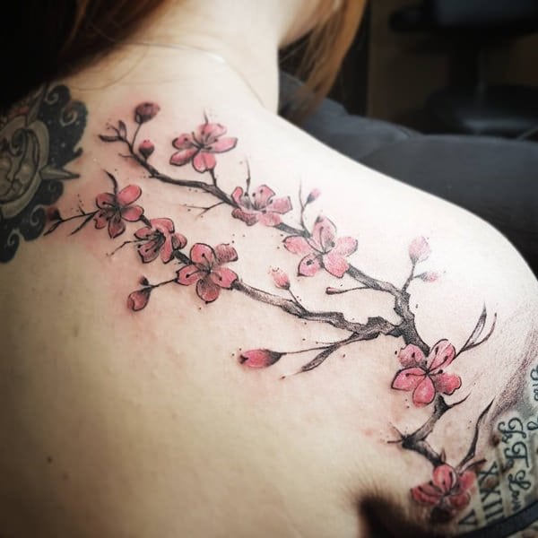 600x600 Of The Prettiest Cherry Blossom Tattoos - Cherry Blossom Tattoo Drawing