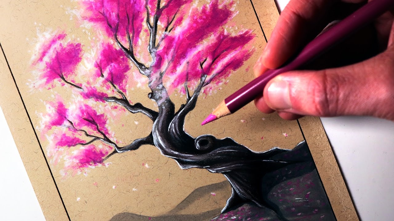1280x720 How To Draw A Cherry Tree - Cherry Blossom Tree Drawing