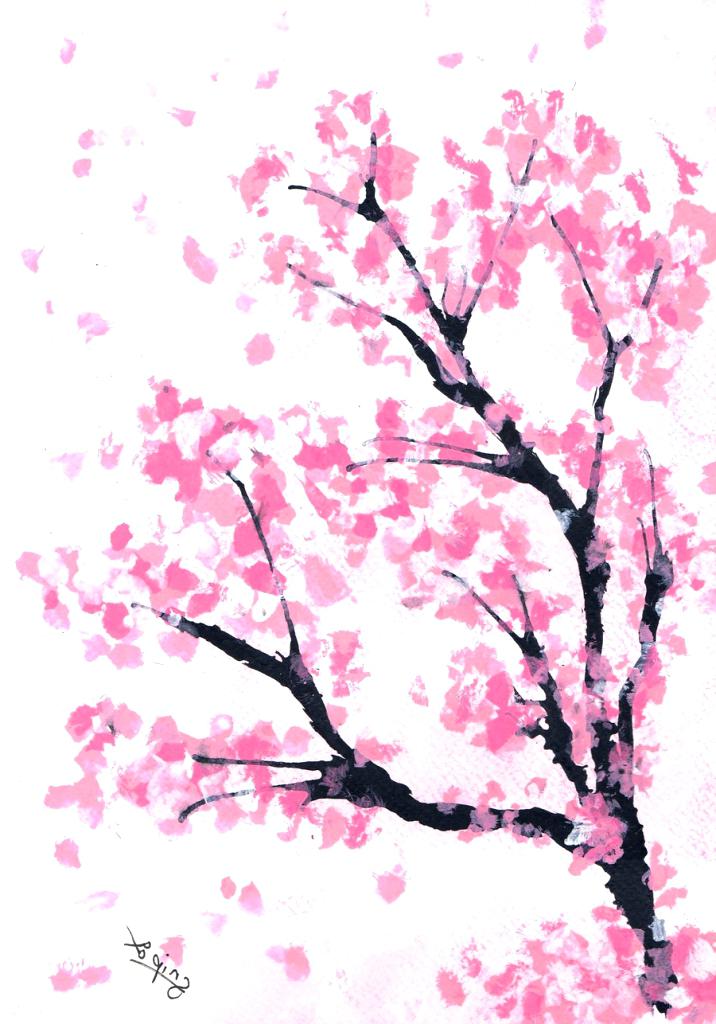 Cherry Blossom Trees Drawing Easy