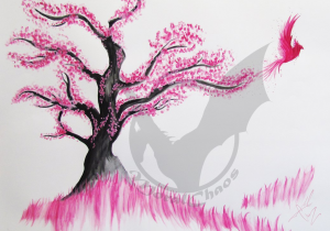 300x210 Drawing Of Cherry Blossom Tree Sakura Tree - Cherry Blossom Tree Pencil Drawing