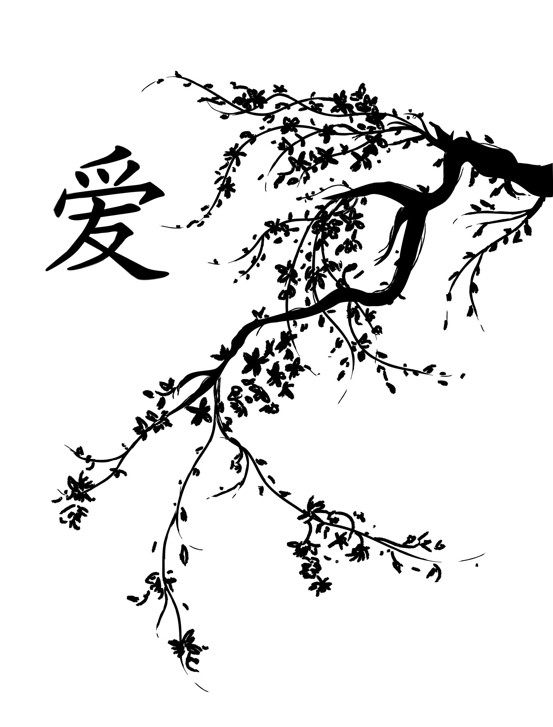 1890x2486 japanese cherry blossom tree black and white cherry blossoms - Cherry Branch Drawing