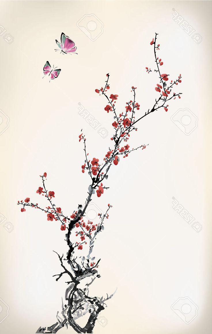 736x1158 Unique Cherry Blossom Drawing Japanese Blossoms Design - Cherry Branch Drawing