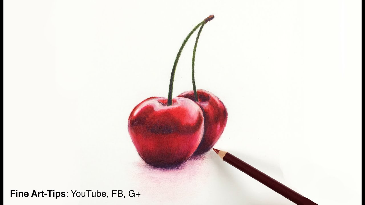 1280x720 Drawing Fruitshow To Draw Cherries With Color Pencils Fine Art - Cherry Drawing