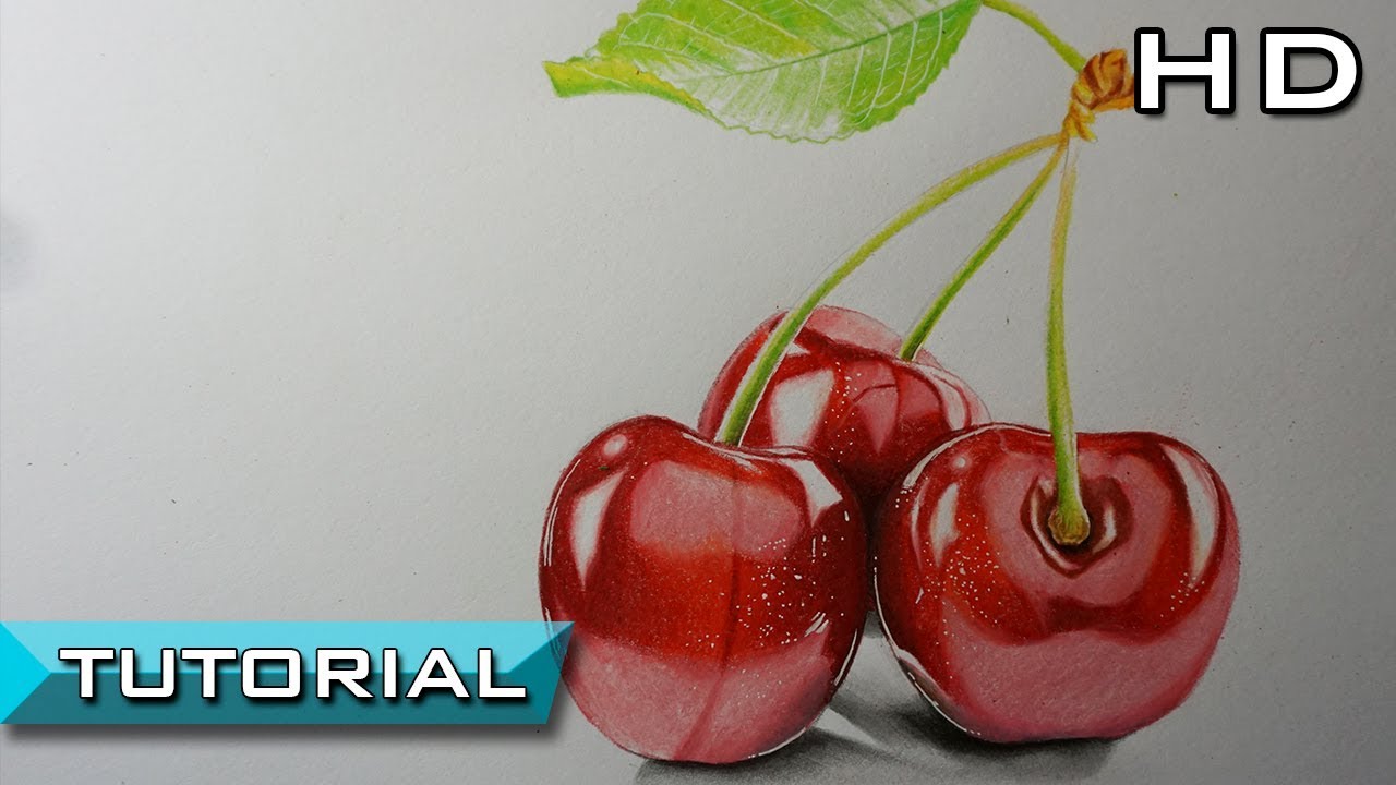 1280x720 How To Draw Cherries With Colored Pencils Step - Cherry Drawing