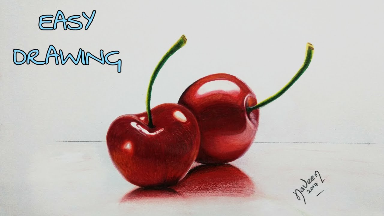1280x720 How To Draw Realistic Cherry Easy Drawing With Colored Pencils - Cherry Drawing