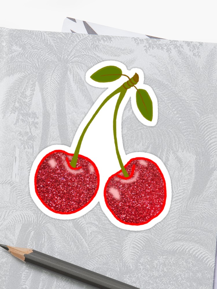 750x1000 Artsy Cherry Drawing Sticker - Cherry Drawing