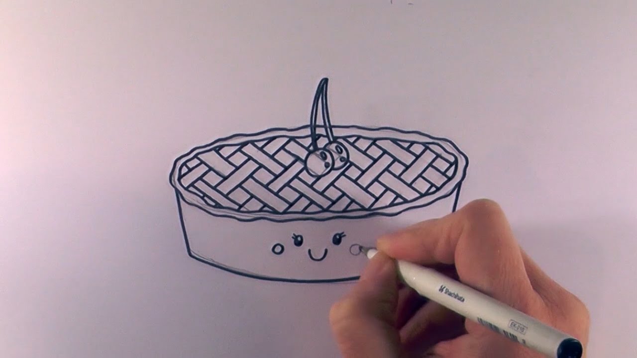 1280x720 How To Draw A Cartoon Cherry Pie - Cherry Pie Drawing