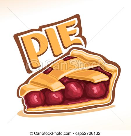 450x470 vector illustration of cherry pie, slice of homemade fresh - Cherry Pie Drawing