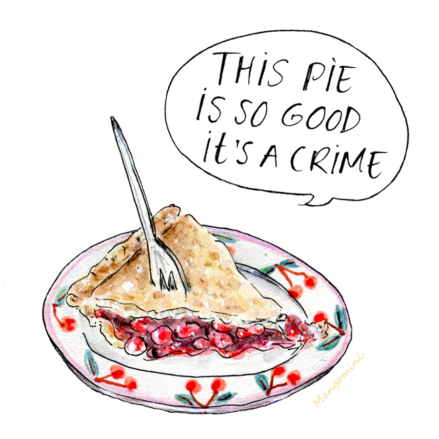 900x900 Cute Food Drawing Cindy Mangomini - Cherry Pie Drawing