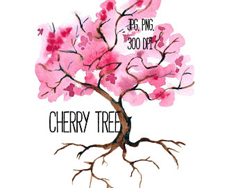 340x270 Cherry Tree Drawing Etsy - Cherry Tree Drawing