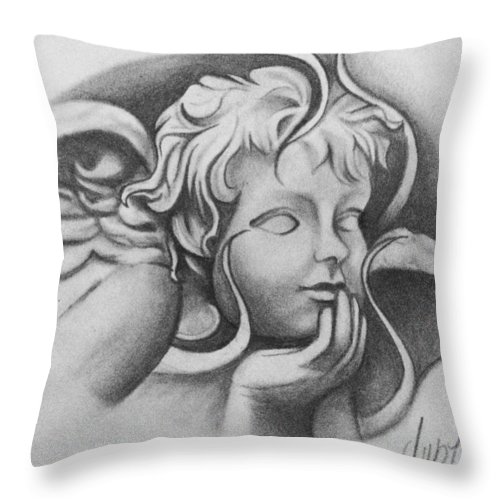 500x500 Stone Cherub Angel Throw Pillow For Sale - Cherub Angel Drawing