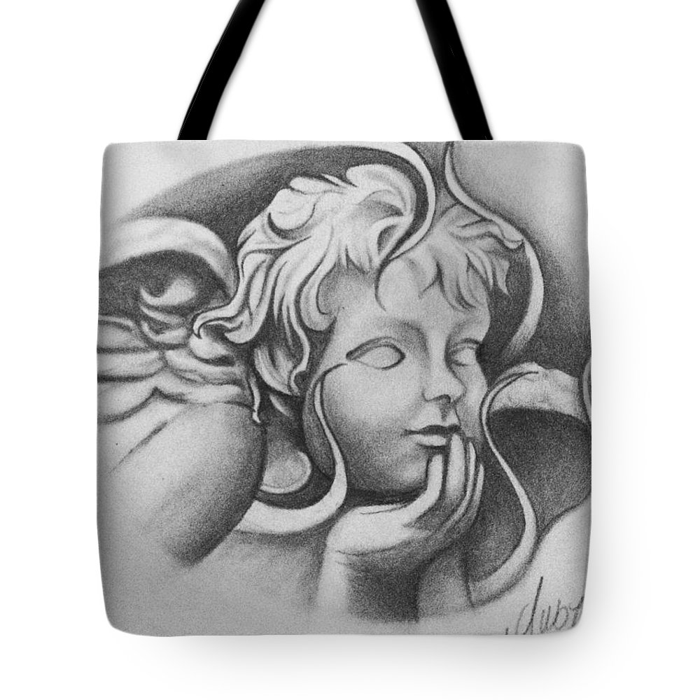 1000x1000 Stone Cherub Angel Tote Bag For Sale - Cherub Angel Drawing