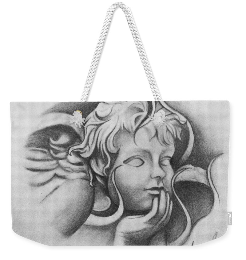 800x845 Stone Cherub Angel Weekender Tote Bag For Sale - Cherub Angel Drawing