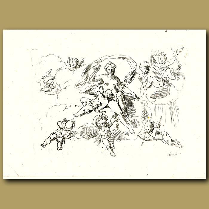 700x700 drawings of cherubs genuine antique print for sale - Cherub Drawing