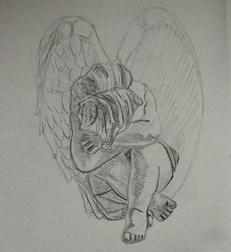 750x816 study of sculpture statue angel cherub drawing sketch still life - Cherub Drawing