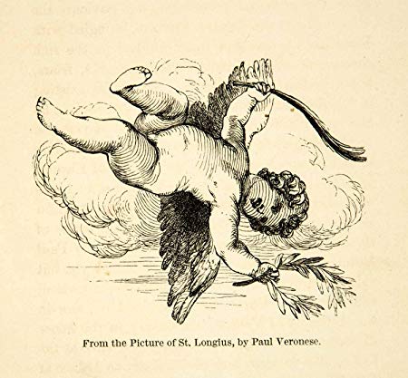 450x417 Print Paolo Veronese Italian Renaissance Art St Longinus - Cherub Line Drawing